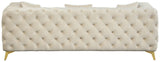 KingdomVelvet Chic Contemporary Sofa with Deep Button Tufting and Stylish Gold Metal Legs