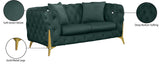 KingdomVelvet Chic Contemporary Loveseat with Deep Button Tufting and Stylish Gold Metal Legs
