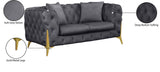 KingdomVelvet Chic Contemporary Loveseat with Deep Button Tufting and Stylish Gold Metal Legs