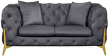 KingdomVelvet Chic Contemporary Loveseat with Deep Button Tufting and Stylish Gold Metal Legs