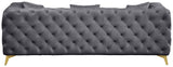 KingdomVelvet Chic Contemporary Sofa with Deep Button Tufting and Stylish Gold Metal Legs