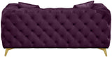 KingdomVelvet Chic Contemporary Loveseat with Deep Button Tufting and Stylish Gold Metal Legs