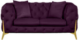 KingdomVelvet Chic Contemporary Loveseat with Deep Button Tufting and Stylish Gold Metal Legs