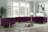 KingdomVelvet Chic Contemporary Sofa with Deep Button Tufting and Stylish Gold Metal Legs
