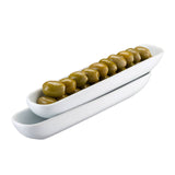 Kook Ceramic Olive Boat Trays Set of 2, 12 Inch,White