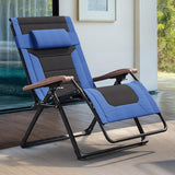 PURPLE LEAF Outdoor Reclining Chair Patio Zero Gravity Chaise Lounge Folding Chair with Quilted Cushion Adjustable Headrest for Lawn Camping Beach Pool