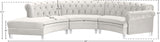 Anabella Contemporary 3pc Sectional with Deep Tufting and Chrome Nailheads for Elegant Living Spaces
