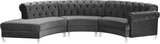 Anabella Contemporary 3pc Sectional with Deep Tufting and Chrome Nailheads for Elegant Living Spaces