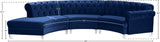 Anabella Contemporary 3pc Sectional with Deep Tufting and Chrome Nailheads for Elegant Living Spaces