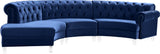 Anabella Contemporary 3pc Sectional with Deep Tufting and Chrome Nailheads for Elegant Living Spaces