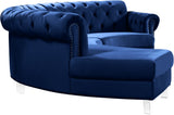 Anabella Contemporary 3pc Sectional with Deep Tufting and Chrome Nailheads for Elegant Living Spaces