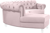 Anabella Contemporary 3pc Sectional with Deep Tufting and Chrome Nailheads for Elegant Living Spaces