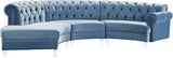 Anabella Contemporary 3pc Sectional with Deep Tufting and Chrome Nailheads for Elegant Living Spaces