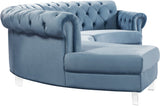 Anabella Contemporary 3pc Sectional with Deep Tufting and Chrome Nailheads for Elegant Living Spaces