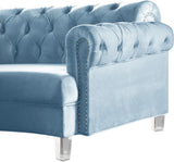 Anabella Contemporary 3pc Sectional with Deep Tufting and Chrome Nailheads for Elegant Living Spaces