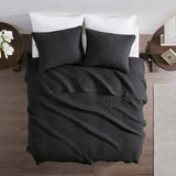 Black Solid Farmhouse Reversible Quilt Set
