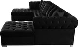 Presley Contemporary 3pc. Sectional with Deep Tufting & Gold Chrome Legs for Luxurious Comfort
