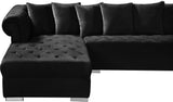 Presley Contemporary 3pc. Sectional with Deep Tufting & Gold Chrome Legs for Luxurious Comfort