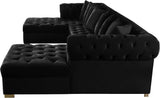 Presley Contemporary 3pc. Sectional with Deep Tufting & Gold Chrome Legs for Luxurious Comfort