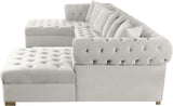 Presley Contemporary 3pc. Sectional with Deep Tufting & Gold Chrome Legs for Luxurious Comfort