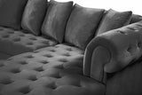 Presley Contemporary 3pc. Sectional with Deep Tufting & Gold Chrome Legs for Luxurious Comfort