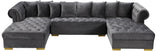 Presley Contemporary 3pc. Sectional with Deep Tufting & Gold Chrome Legs for Luxurious Comfort
