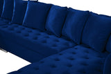 Presley Contemporary 3pc. Sectional with Deep Tufting & Gold Chrome Legs for Luxurious Comfort