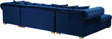 Presley Contemporary 3pc. Sectional with Deep Tufting & Gold Chrome Legs for Luxurious Comfort