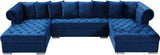 Presley Contemporary 3pc. Sectional with Deep Tufting & Gold Chrome Legs for Luxurious Comfort