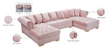Presley Contemporary 3pc. Sectional with Deep Tufting & Gold Chrome Legs for Luxurious Comfort