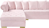 Presley Contemporary 3pc. Sectional with Deep Tufting & Gold Chrome Legs for Luxurious Comfort