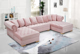 Presley Contemporary 3pc. Sectional with Deep Tufting & Gold Chrome Legs for Luxurious Comfort