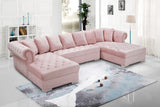 Presley Contemporary 3pc. Sectional with Deep Tufting & Gold Chrome Legs for Luxurious Comfort