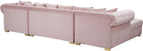Presley Contemporary 3pc. Sectional with Deep Tufting & Gold Chrome Legs for Luxurious Comfort