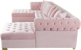 Presley Contemporary 3pc. Sectional with Deep Tufting & Gold Chrome Legs for Luxurious Comfort