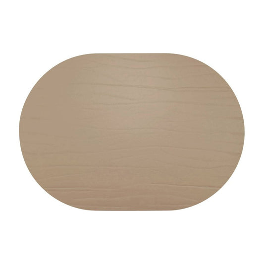 Strata Leather Taupe Placemat - Oval 13.3x16.5"- Set of 4