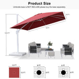 PURPLE LEAF Morden White Outdoor Umbrella Premium Aluminum Patio Cantilever Pool Sun Umbrellas