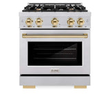 ZLINE 30" Select Dual Fuel Range Gas Cooktop Electric Convection Oven Stainless Steel Gold HDRZ-30-G