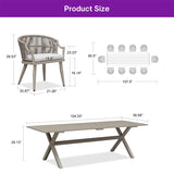 PURPLE LEAF Outdoor Dining Set All Weather Wicker Patio Dining Set with Rectangular Aluminum Table and Modern Armrest Dining Chairs for Garden Deck Backyard Kitchen