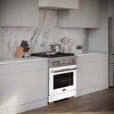 ZLINE 30 In. Gas Range, Stainless Steel, White Matte, SGR-WM-30