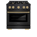 ZLINE 30" Select Dual Fuel Range Gas Cooktop Electric Convection Oven Black Stainless Steel Champagne Bronze HDRBZ-30-CB