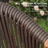 PURPLE LEAF Bar Stool Rattan Bar Stools Counter Stools with Back Metal Bar Height Stool Outdoor Bar Chair for Garden Kitchen