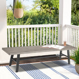 PEAKHOME Azur 3 Pieces Patio Dining Set Outdoor Aluminum Rectangular Dining Table and Steel Outdoor Bench