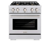 ZLINE 30" Select Dual Fuel Range Gas Cooktop Electric Convection Oven DuraSnow® Stainless Steel Brass Burners HDRS-BR-30