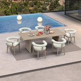 PURPLE LEAF Patio Dining Set Luxury Modern Conversation Set Aluminum Large Rectangle Dining Table and Chairs with Olefin Cushion Outdoor Furniture Set for Garden Porch Deck Backyard
