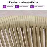 PURPLE LEAF Patio Bar Stools Set of 2 Outdoor Wicker Modern High Bar Chairs Metal Cushioned Barstools with Backs and Ergonomic Armrest