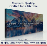 Growth Starts Where Comfort Ends Motivational Wall Sign