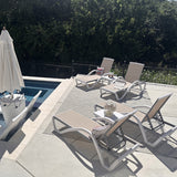 PURPLE LEAF Patio Chaise Lounge Chair Outdoor Plastic Textilene Sun Bathing Recliner Tanning Pool Lounger with 6 Adjustable Position for Outside Beach in-Pool Lawn Poolside