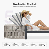 PURPLE LEAF Outdoor Chaise Lounge with Wraparound Armrests and Cushion Aluminum Reclining Tanning Pool Lounge Chairs for Patio Poolside Backyard