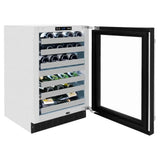 ZLINE 24" Touchstone Dual Zone 44 Bottle Wine Cooler Black Matte Glass Door RWDO-BLM-24